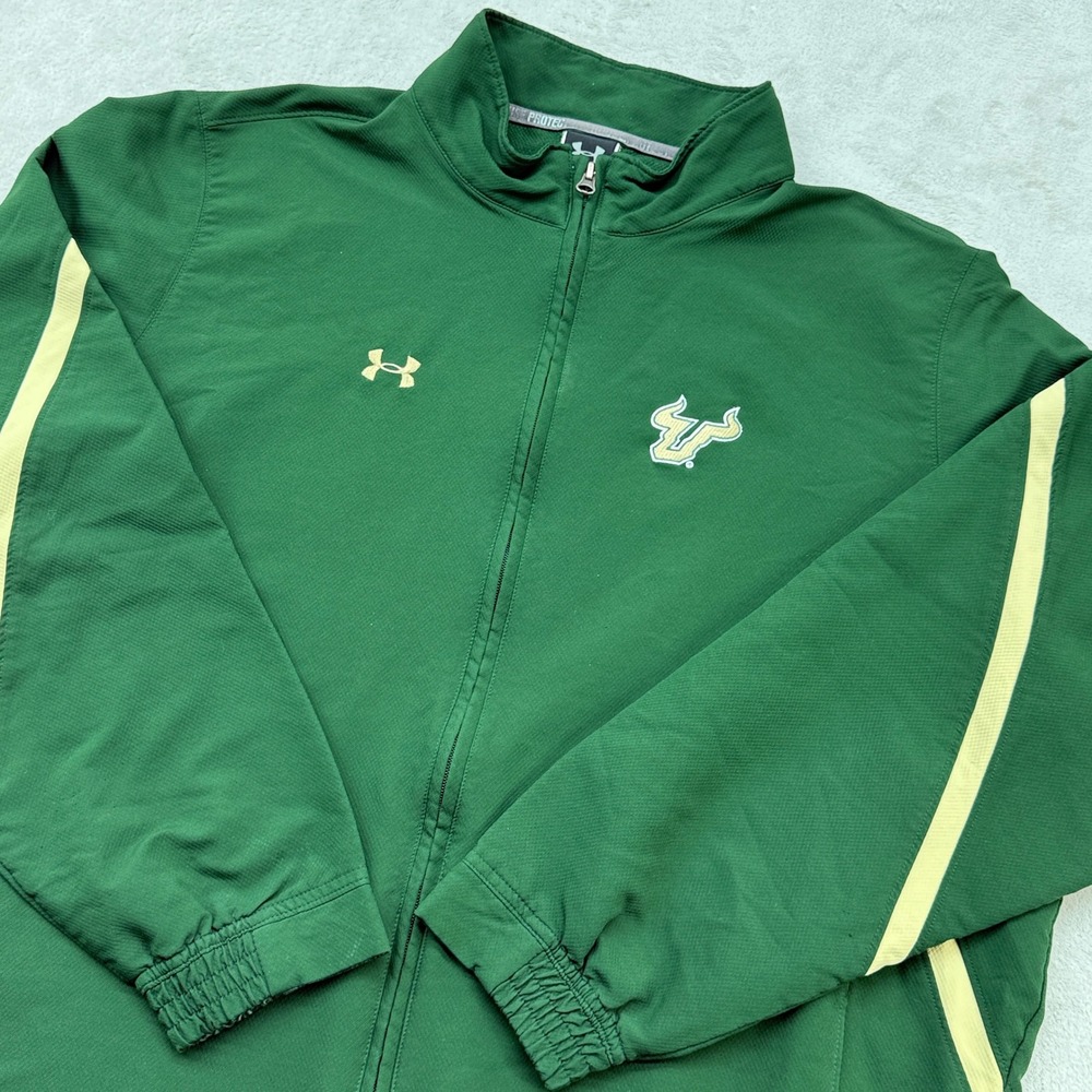Under Armour USF Bulls Track Jacket Mens XL Green Full Zip Collegiate Athletic